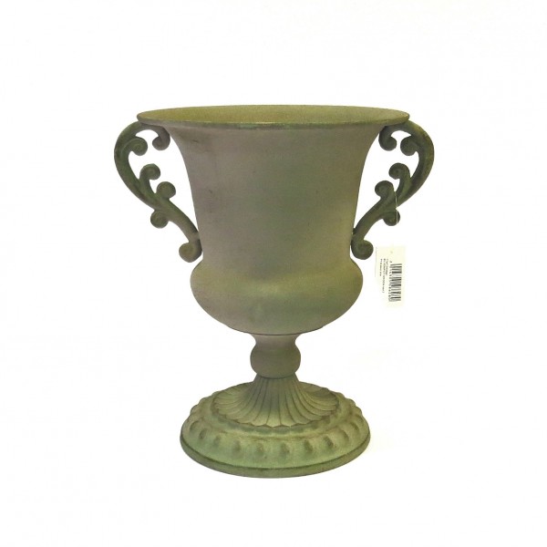 Übertopf Blumentopf Pflanzenkübel Kübel Topf Grün Antik Shabby Metall 26 cm